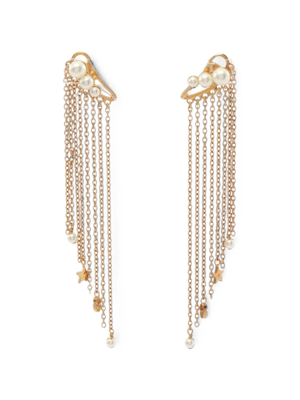Christian Dior Pre-Owned 2010s faux-pearl chain earrings - Gold