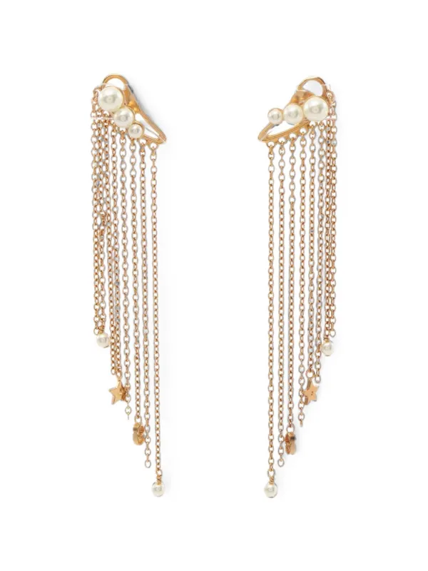 Dior Pre-owned 2010s Faux-pearl Chain Earrings in Gold