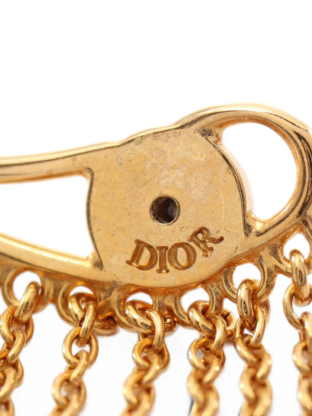 Dior Pre-owned 2010s Faux-pearl Chain Earrings in Gold, view 3