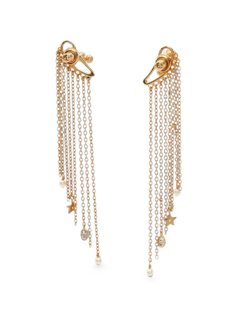 Dior Pre-owned 2010s Faux-pearl Chain Earrings in Gold, view 2