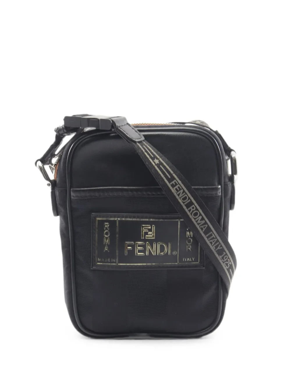 Fendi Pre-Owned 2000s Pequin logo-patch mini messenger bag - Nero