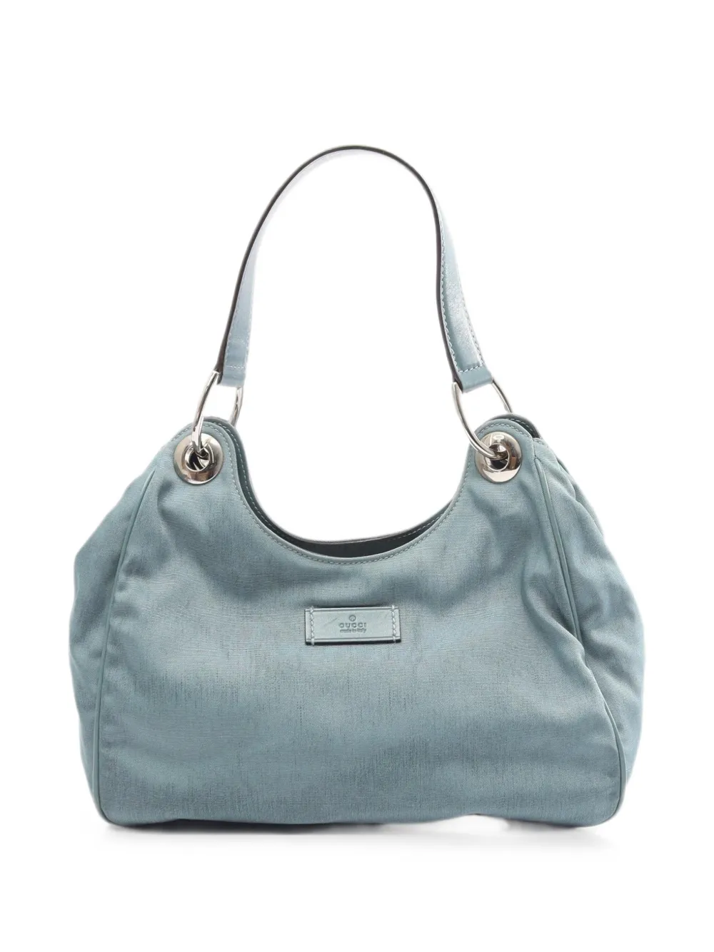 Pre-owned Gucci 2000s Canvas Leather Shoulder Bag In Blue