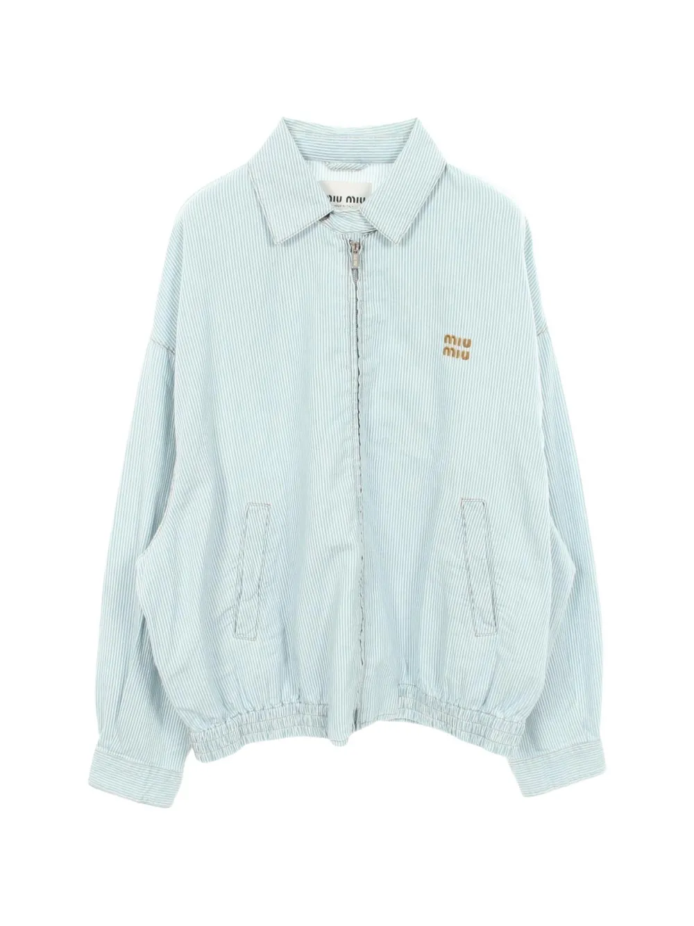 Miu Miu Pre-Owned 2010s striped logo jacket - Blu