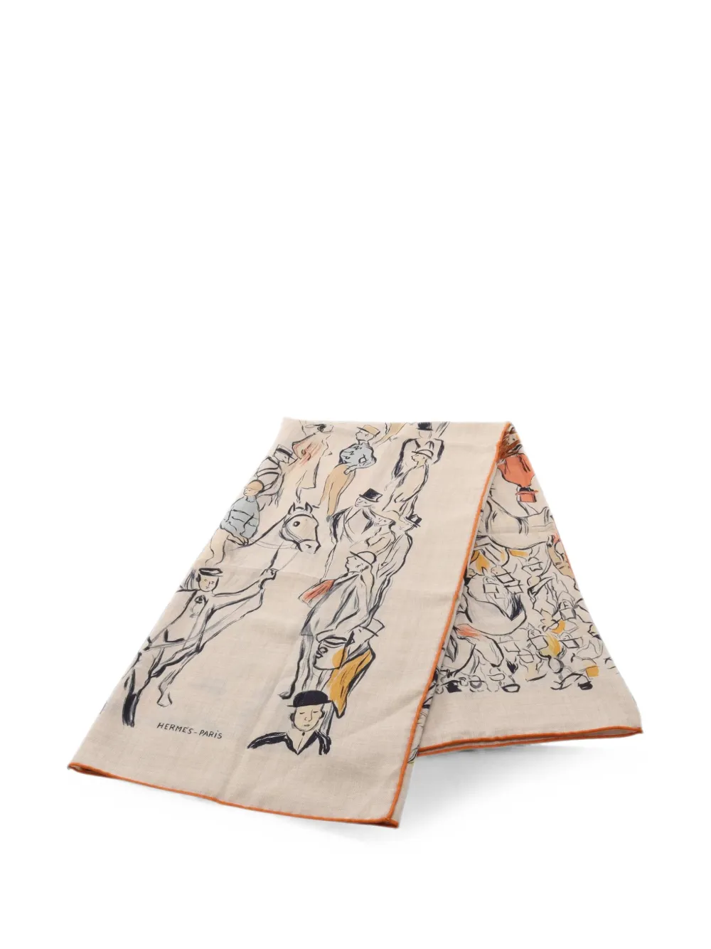 Pre-owned Hermes 2010s Paddock 140 Scarf In Neutrals