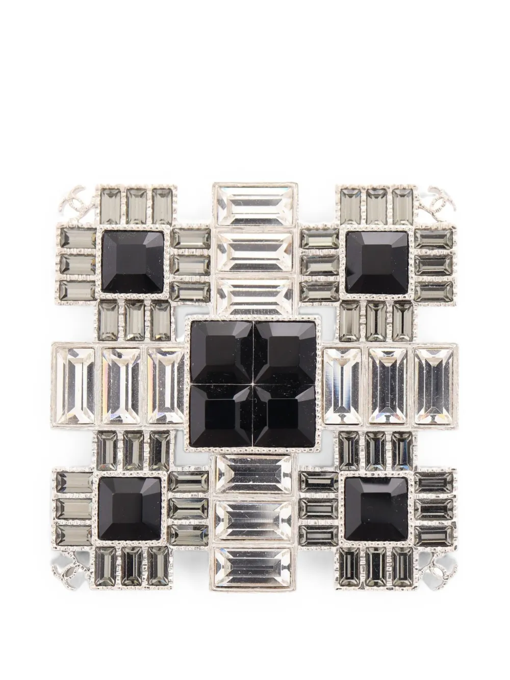 CHANEL Pre-Owned 2019 G19 Square CC crystal brooch - Silber