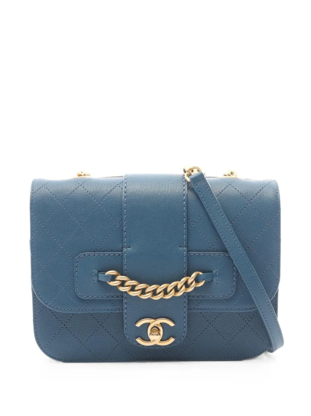 CHANEL Pre-Owned 2017-2018 Matelassé chain-detail shoulder bag - Blau