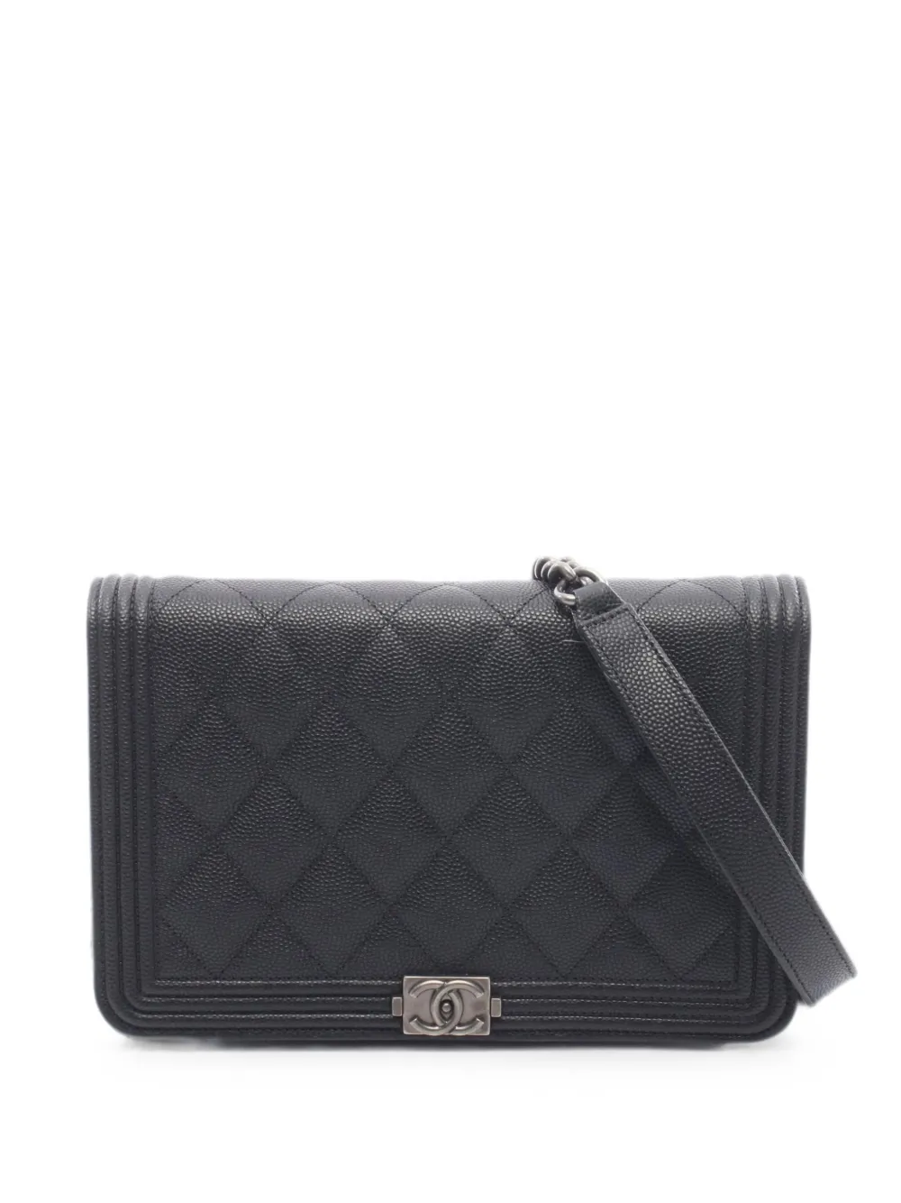 CHANEL Pre-Owned 2021s Boy Matelassé chain wallet - Schwarz