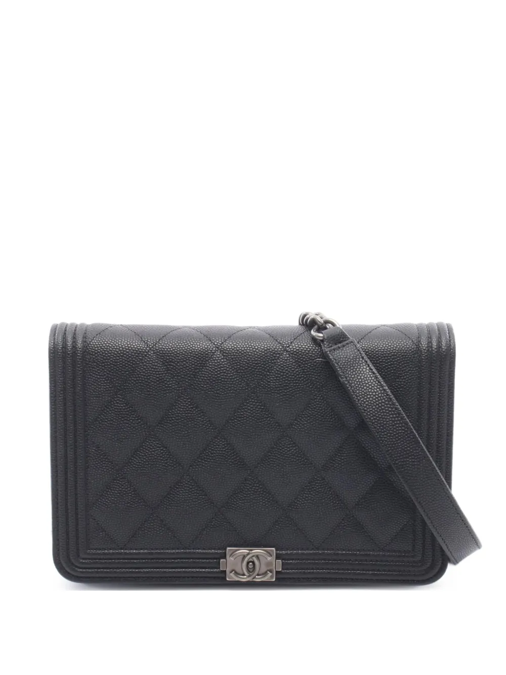 CHANEL Pre-Owned 2021s Boy Matelassé chain wallet - Schwarz