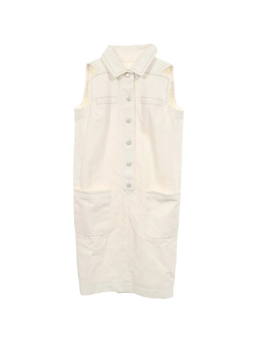 CHANEL Pre-Owned 1986-1988 Coco Mark-button midi dress - Toni neutri