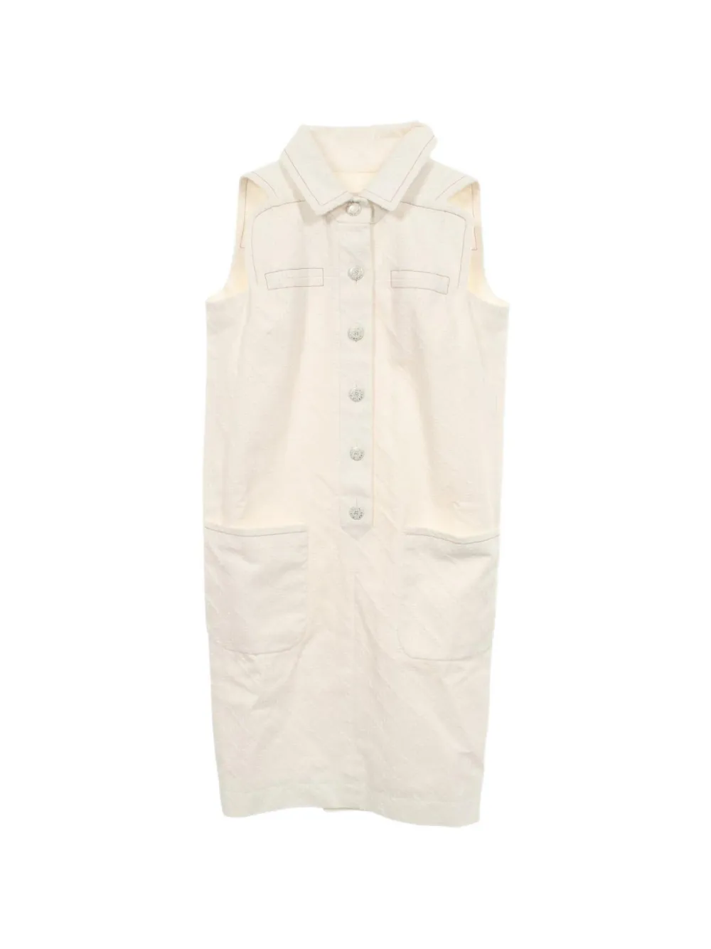 CHANEL Pre-Owned 1986-1988 Coco Mark-button midi dress - Toni neutri