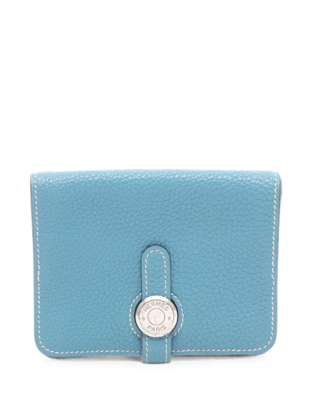 Pre-owned Hermes 2003 Dogon Togo Card Case In Blue