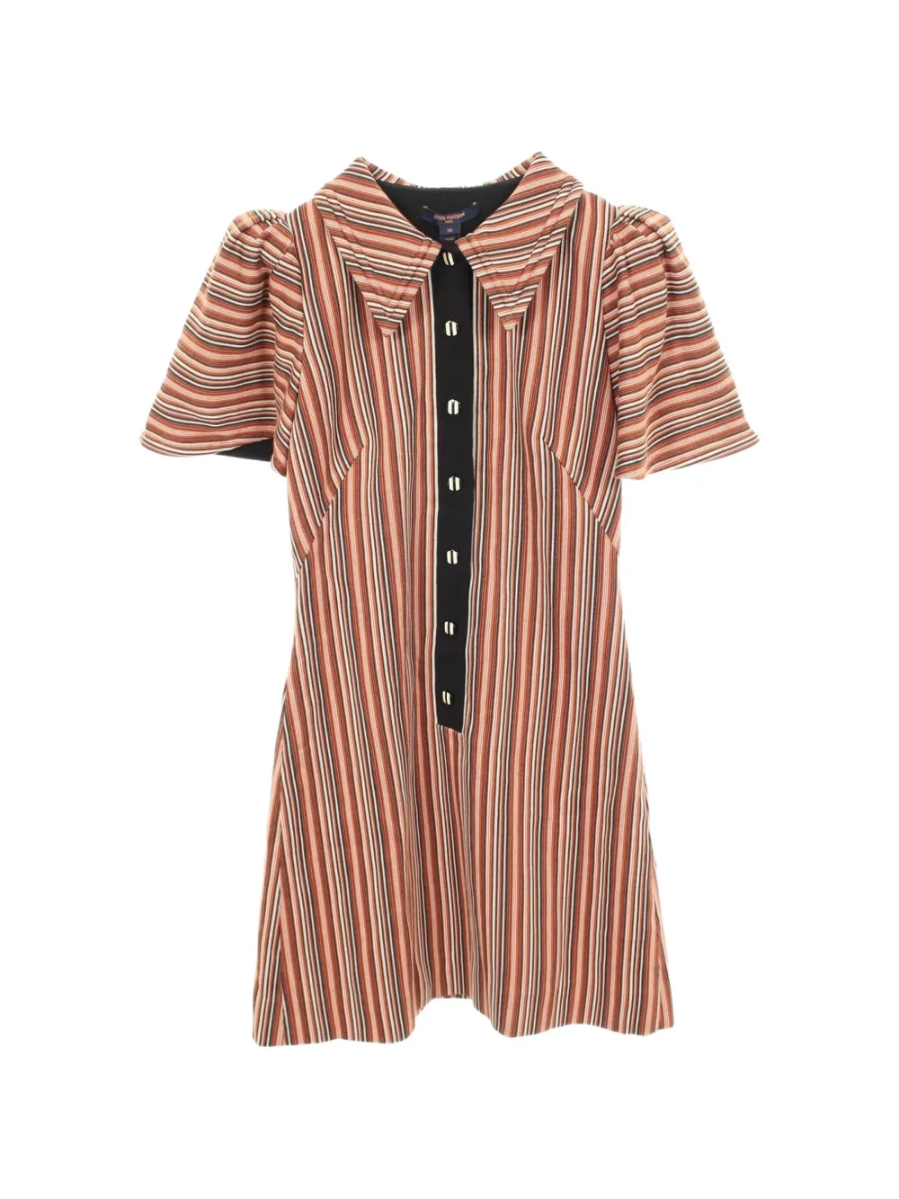 Pre-owned Louis Vuitton 2010s Striped Short-sleeve Mini Dress In Orange
