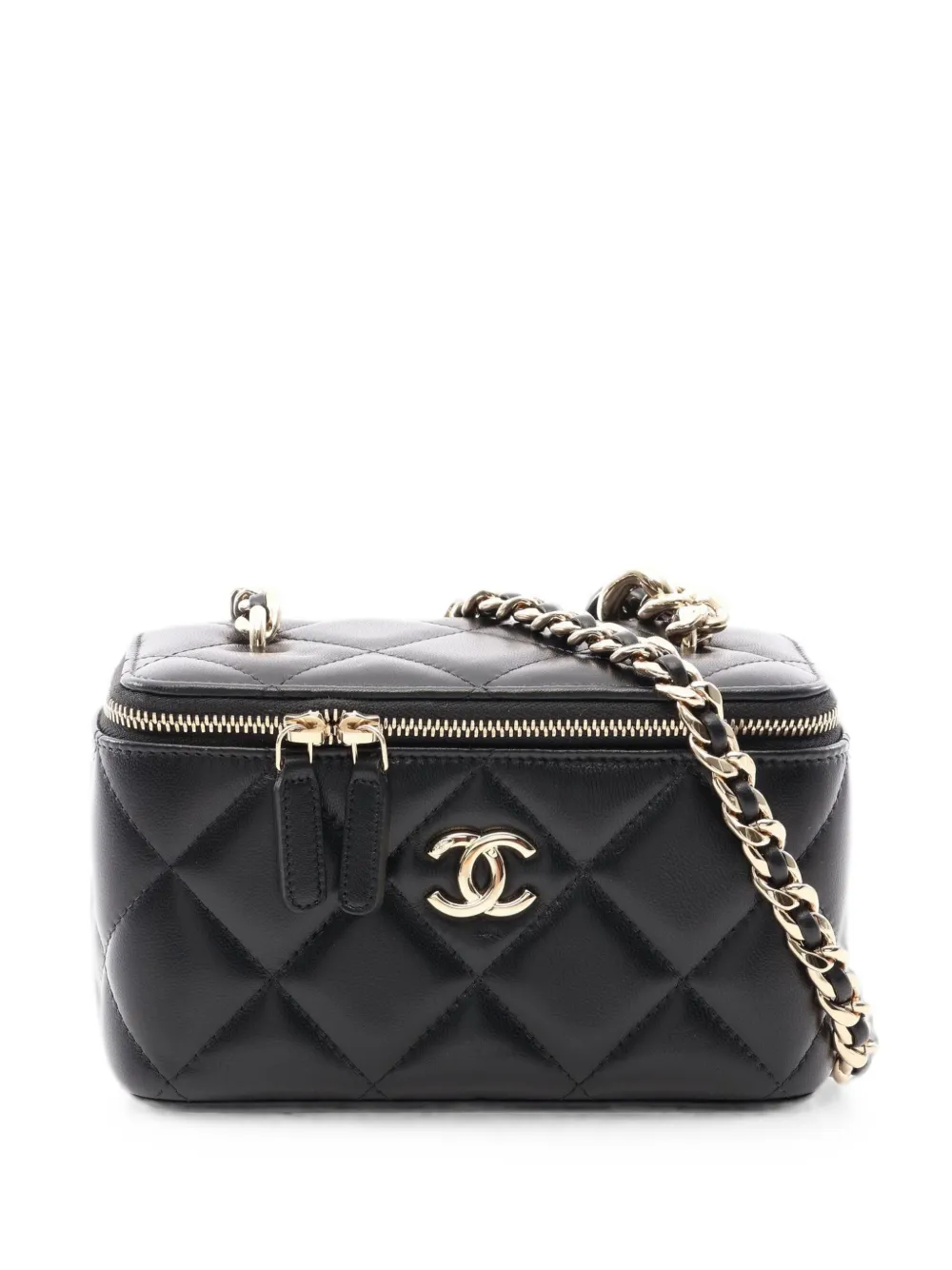 Pre-owned Chanel 2021-2022 Vanity Case Make Up Bag In Black