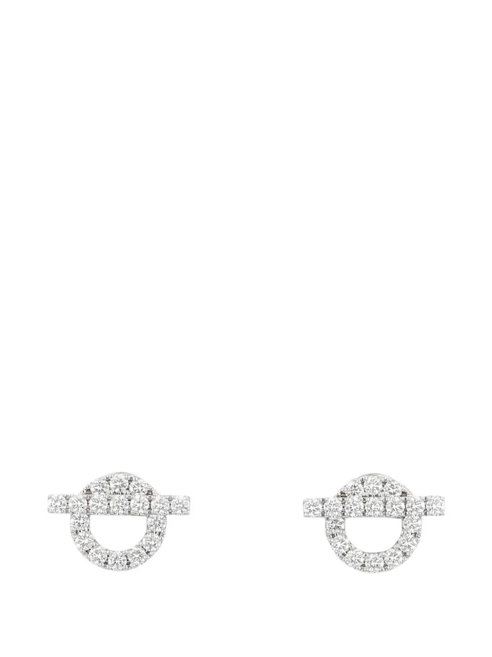 Pre-owned Hermes 2020s Finesse Diamond Earrings In Silver