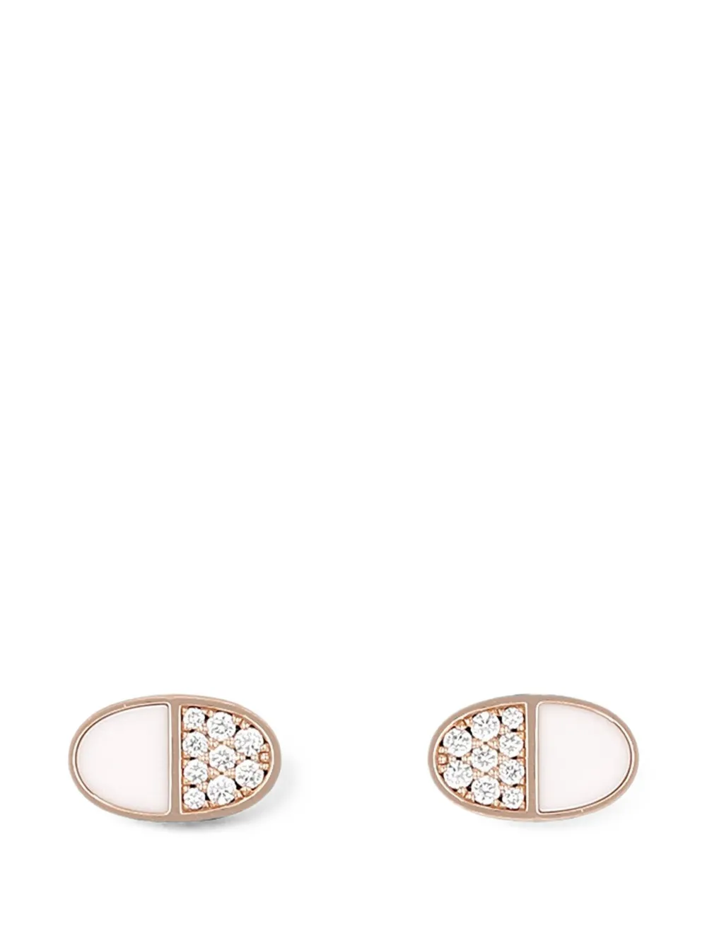 Pre-owned Hermes 2020s Chaîne D'ancre Verso Diamond Earrings In Pink