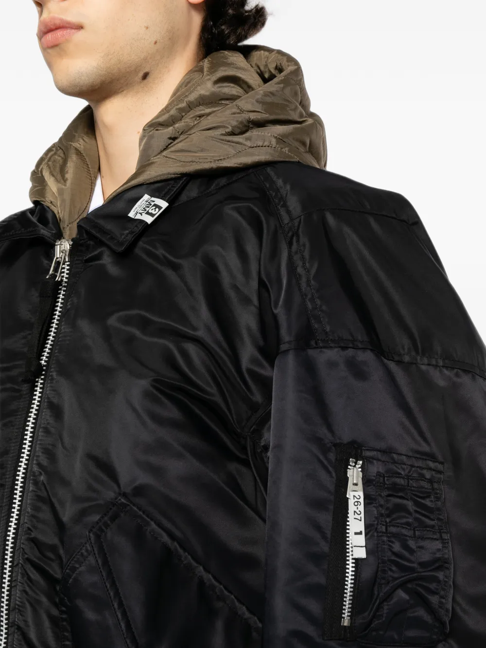 Maison MIHARA YASUHIRO Gelaagd bomberjack met capuchon Zwart