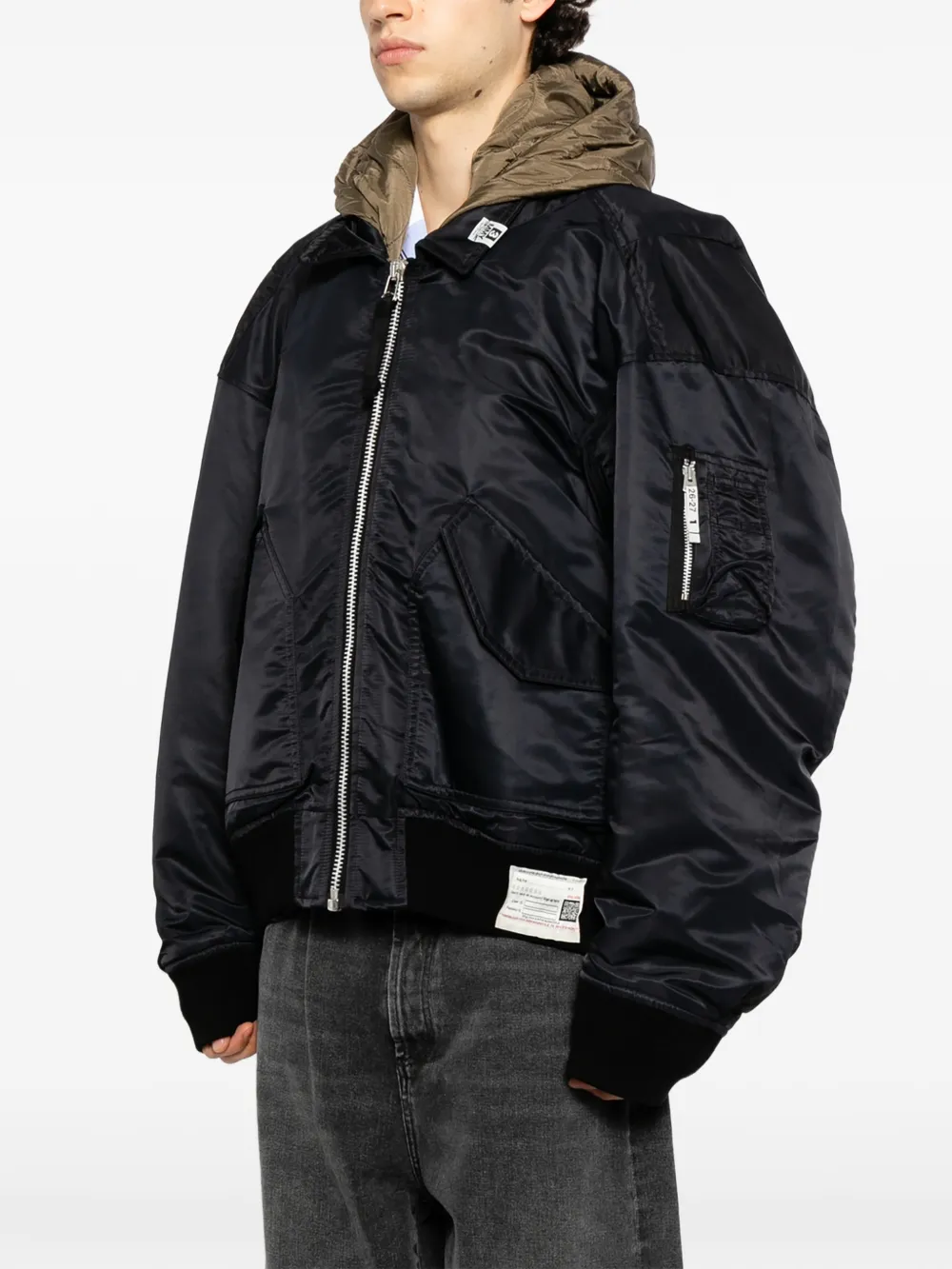 Maison MIHARA YASUHIRO Gelaagd bomberjack met capuchon Zwart