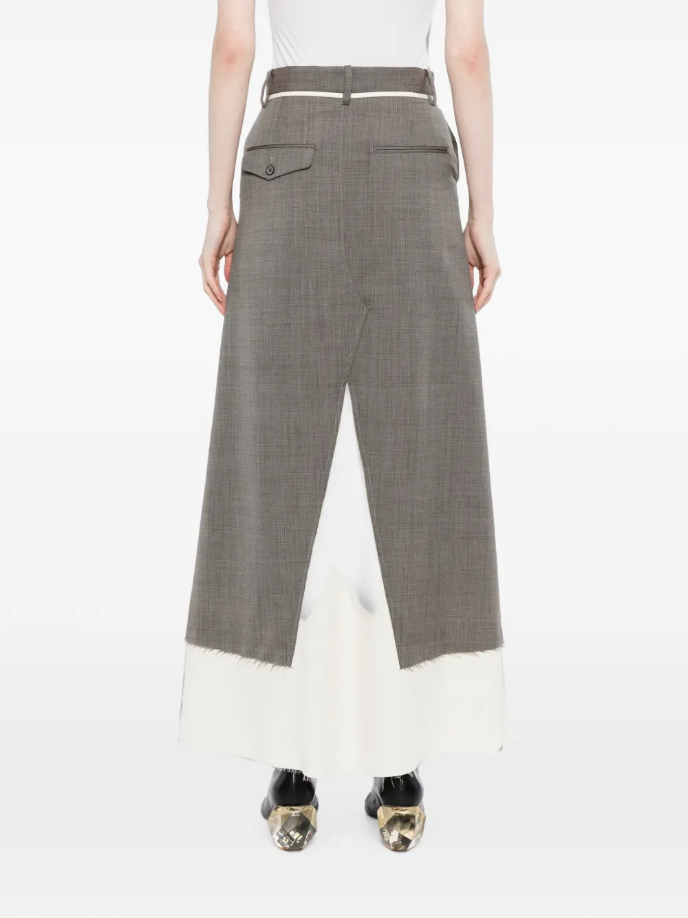 Maison MIHARA YASUHIRO Gelaagde rok met franje Bruin