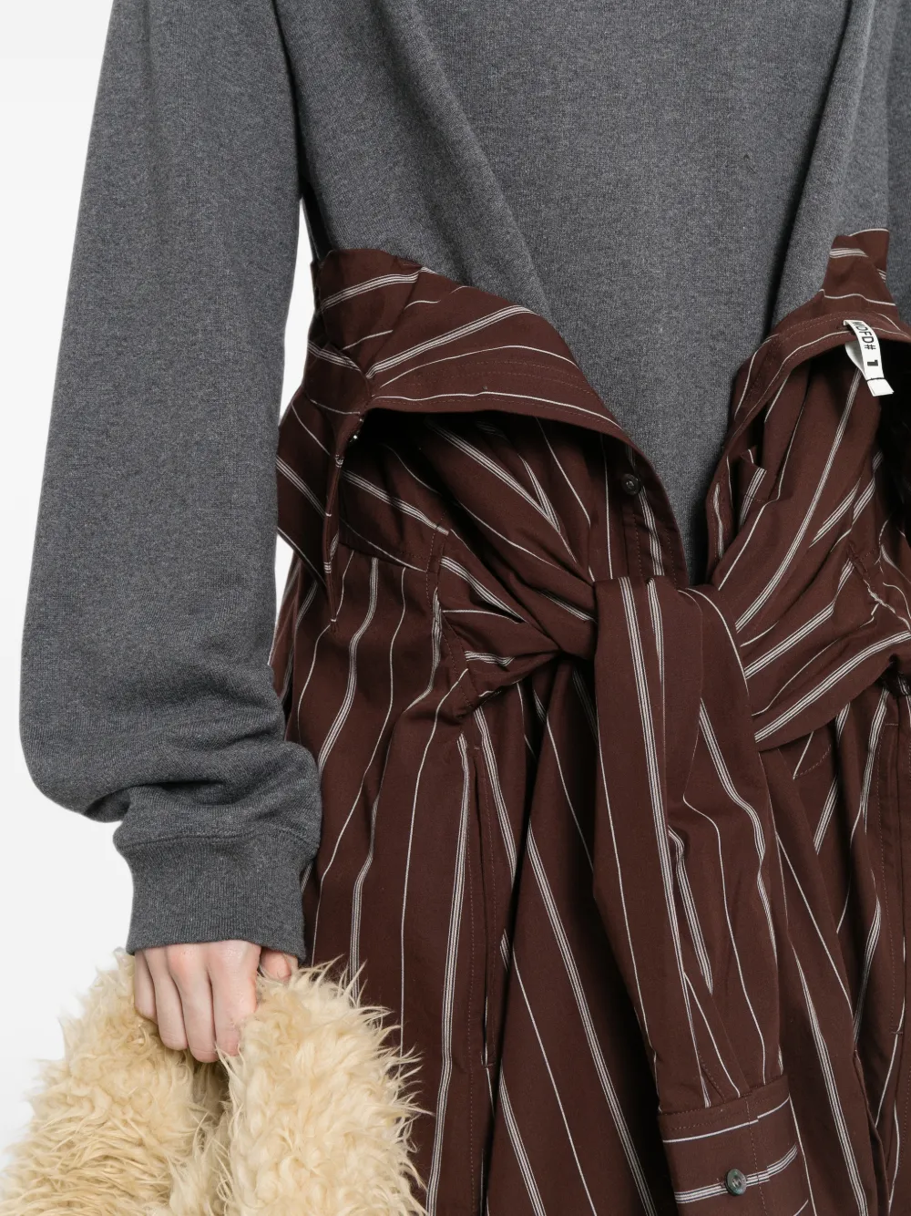 Maison MIHARA YASUHIRO Jurk met krijtstreep en gelaagd detail Bruin