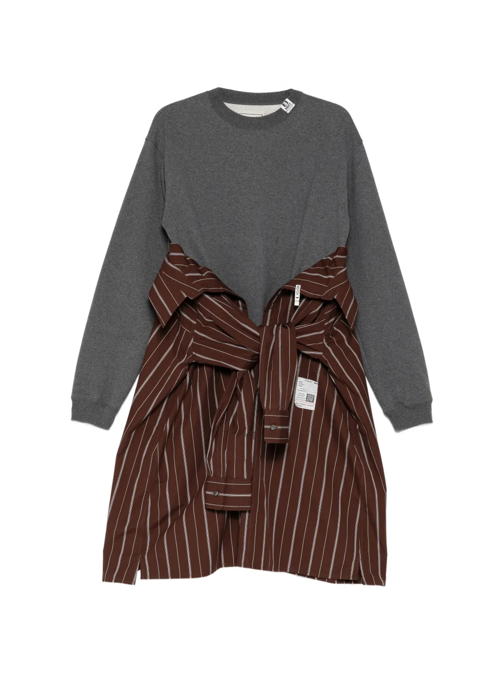 Maison MIHARA YASUHIRO pinstripe layered-detail dress - Marrone
