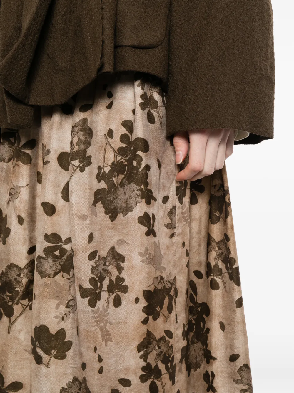 Uma Wang Rok met bloemenprint Beige