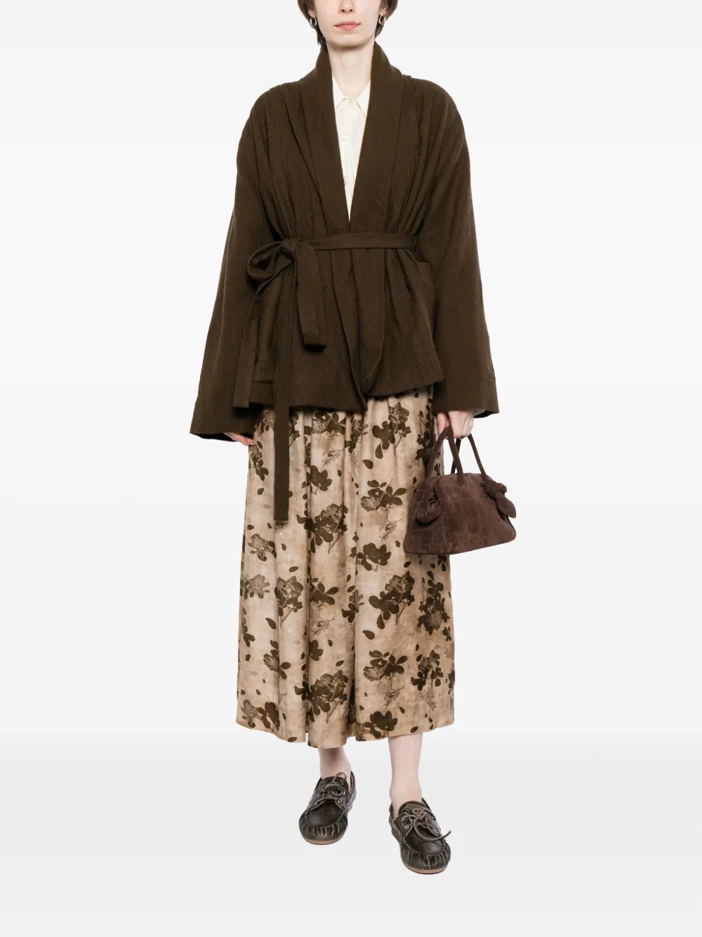 Uma Wang Rok met bloemenprint Beige