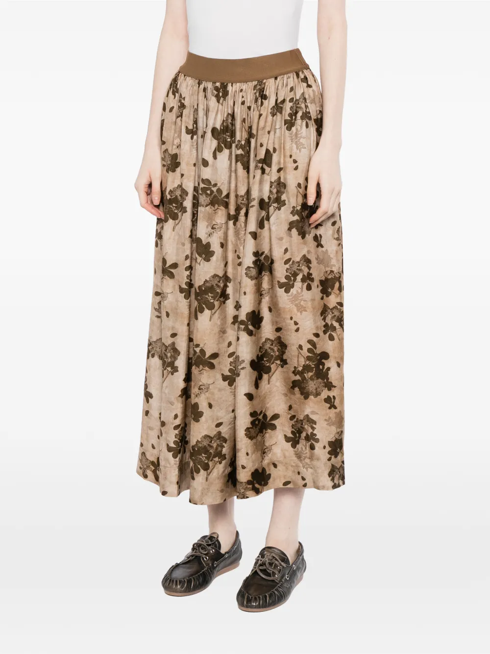 Uma Wang Rok met bloemenprint Beige