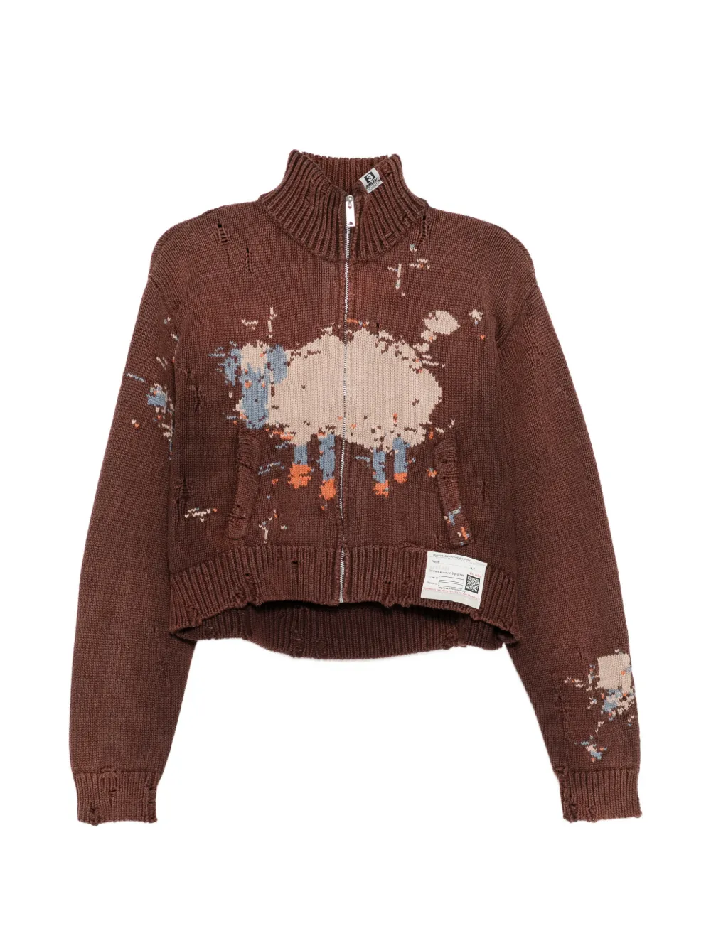 Maison MIHARA YASUHIRO distressed intarsia-knit cardigan