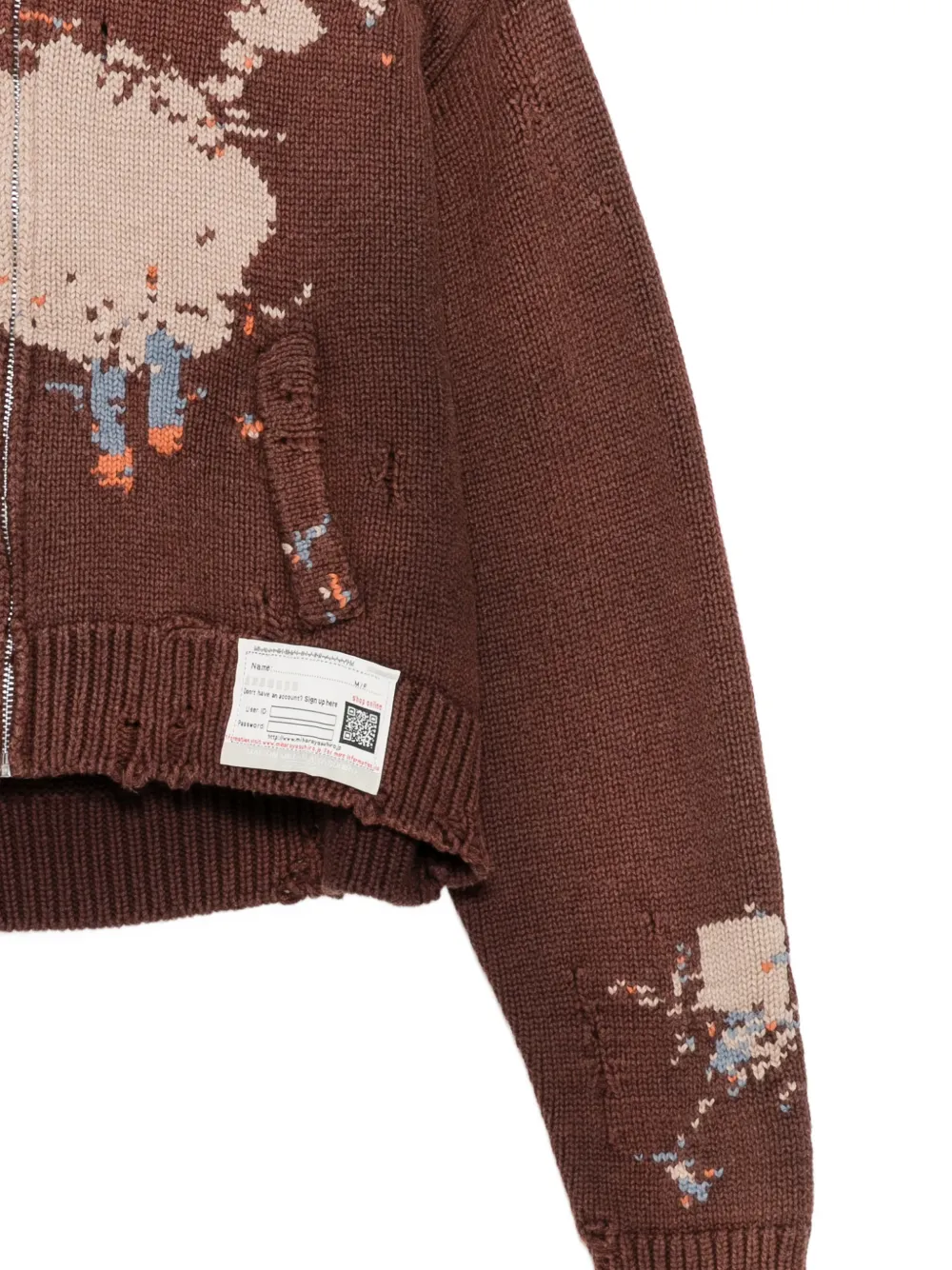 Maison MIHARA YASUHIRO Gerafeld intarsia gebreid jack Bruin