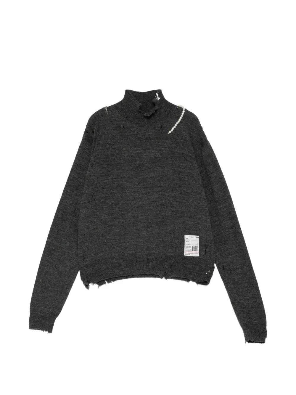 Maison MIHARA YASUHIRO pearl-embellished distressed jumper