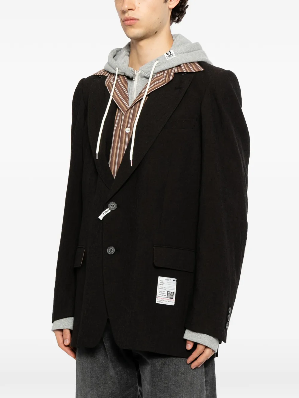 Maison MIHARA YASUHIRO Blazer met enkele rij knopen en gelaagd vlak Zwart