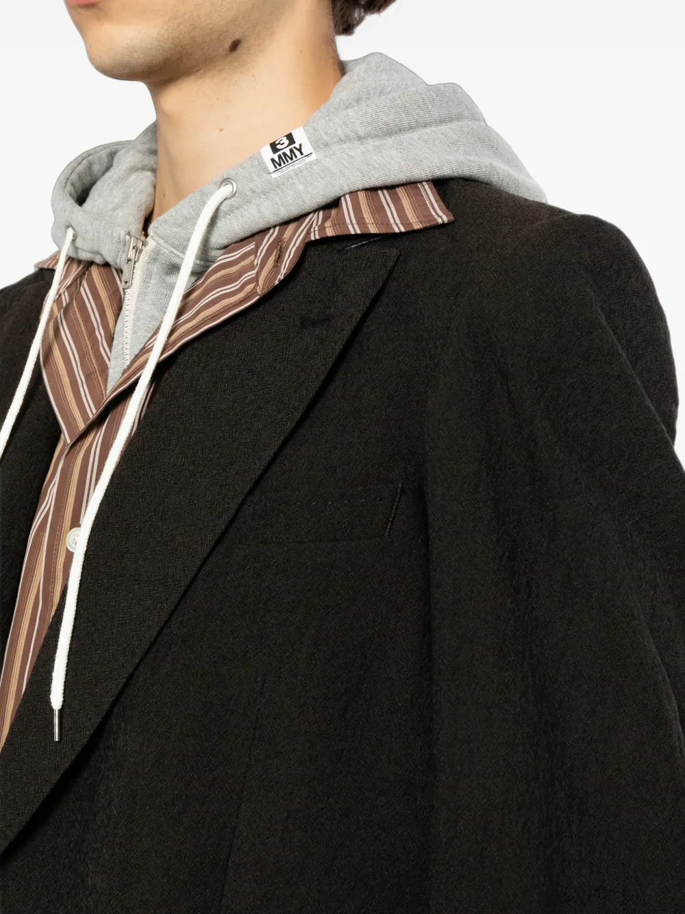 Maison MIHARA YASUHIRO Blazer met enkele rij knopen en gelaagd vlak Zwart