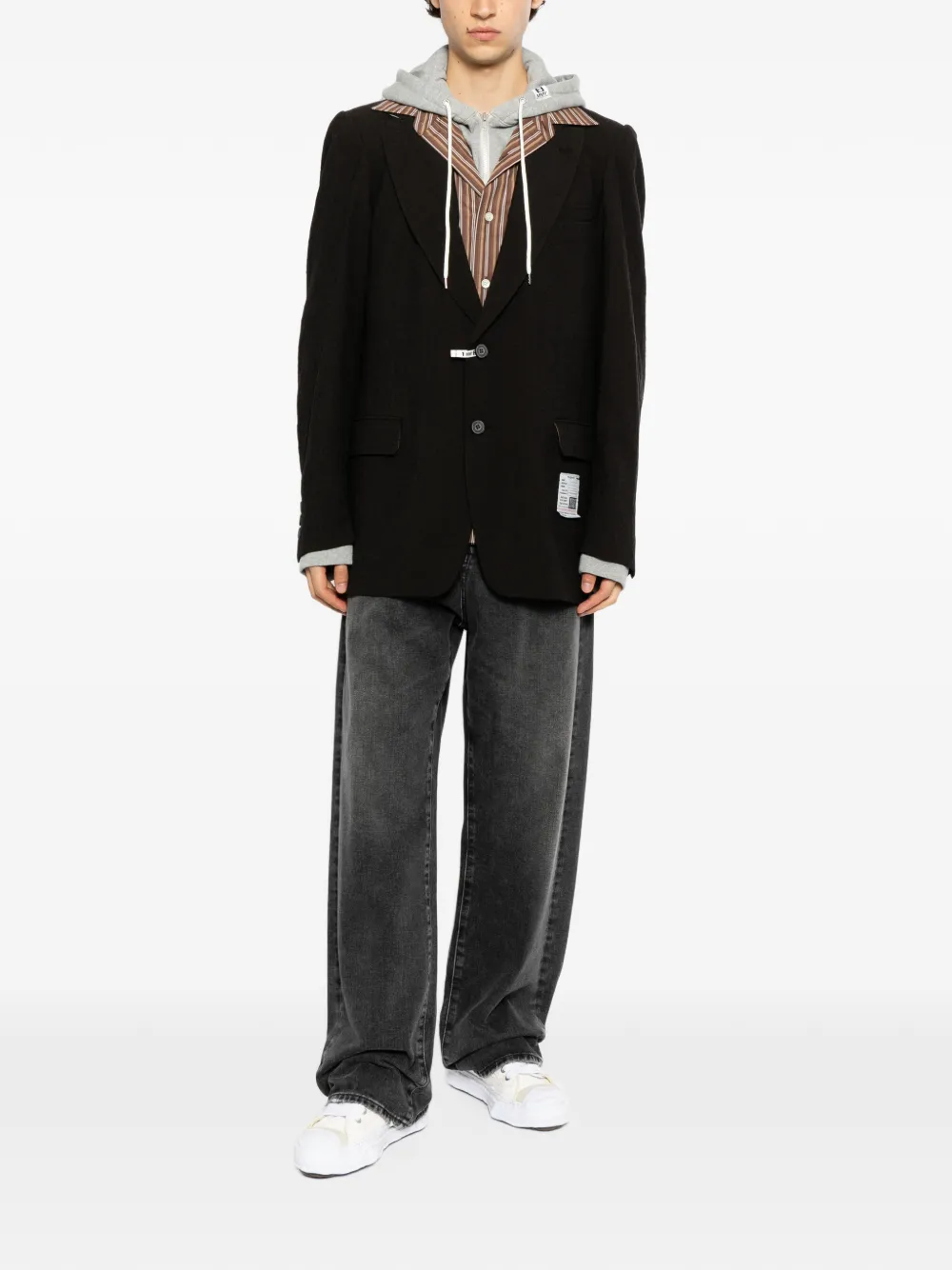 Maison MIHARA YASUHIRO Blazer met enkele rij knopen en gelaagd vlak Zwart