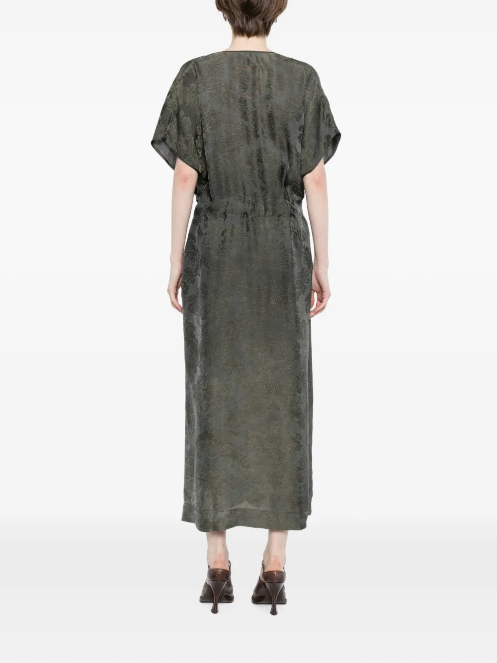 Uma Wang Jurk met trekkoordtaille en jacquard Groen