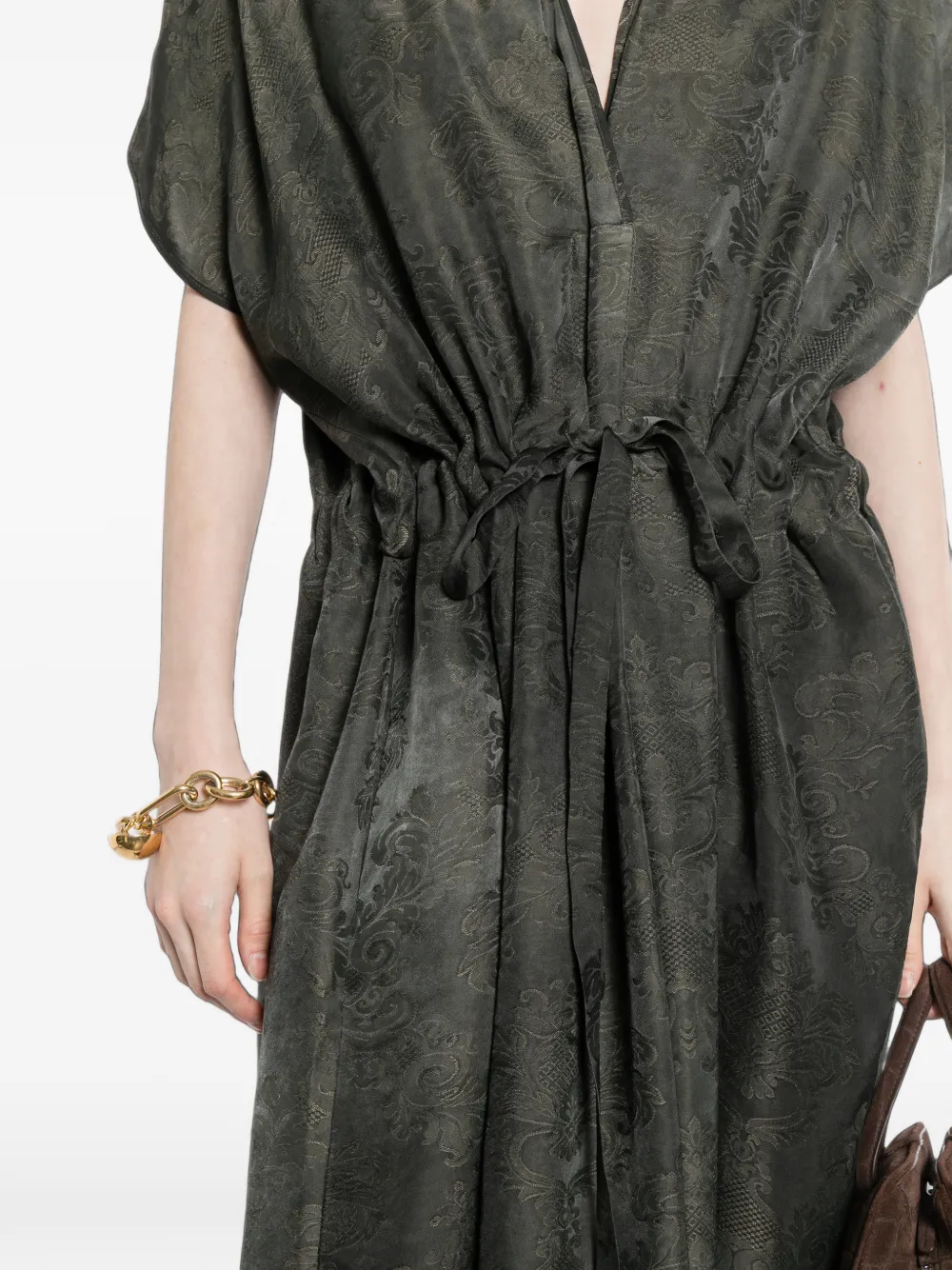 Uma Wang Jurk met trekkoordtaille en jacquard Groen