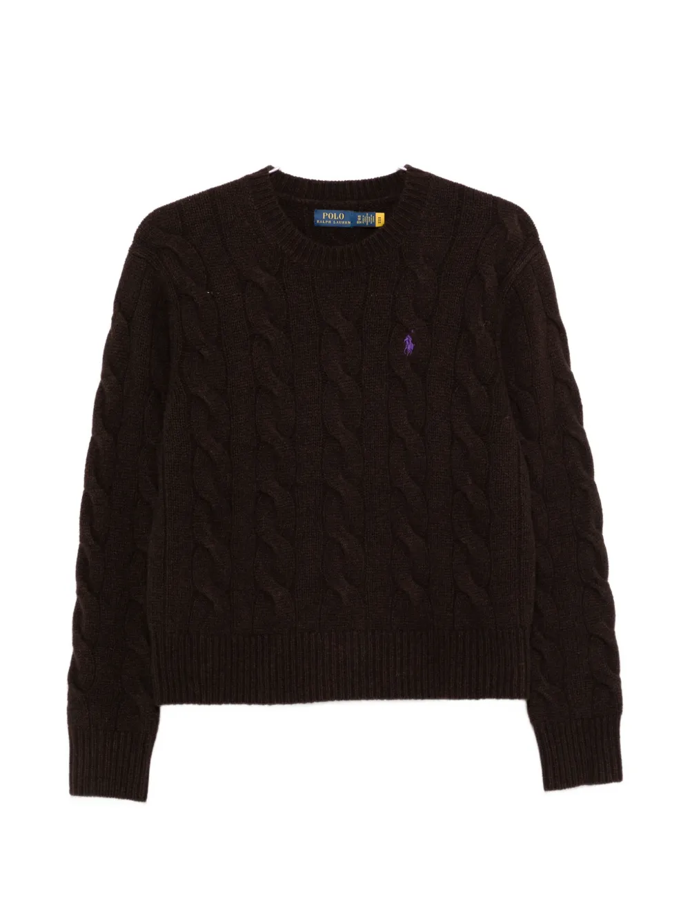 Polo Ralph Lauren cable-knit embroidered-logo sweater - Marrone