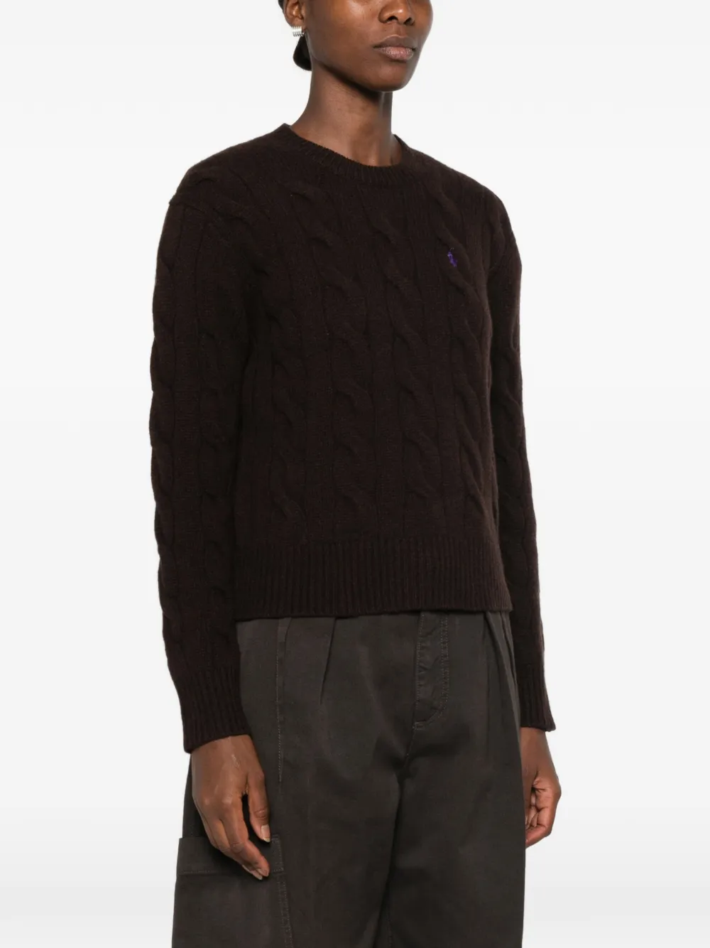 Polo Ralph Lauren Kabelgebreide trui met geborduurd logo Bruin