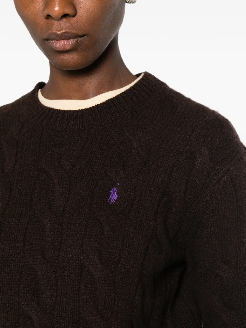 Polo Ralph Lauren Kabelgebreide trui met geborduurd logo Bruin
