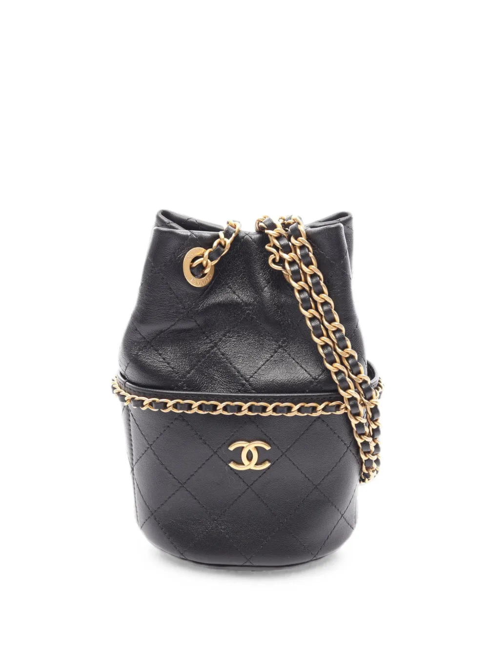 CHANEL Pre-Owned small Matelassé drawstring bucket bag - Schwarz