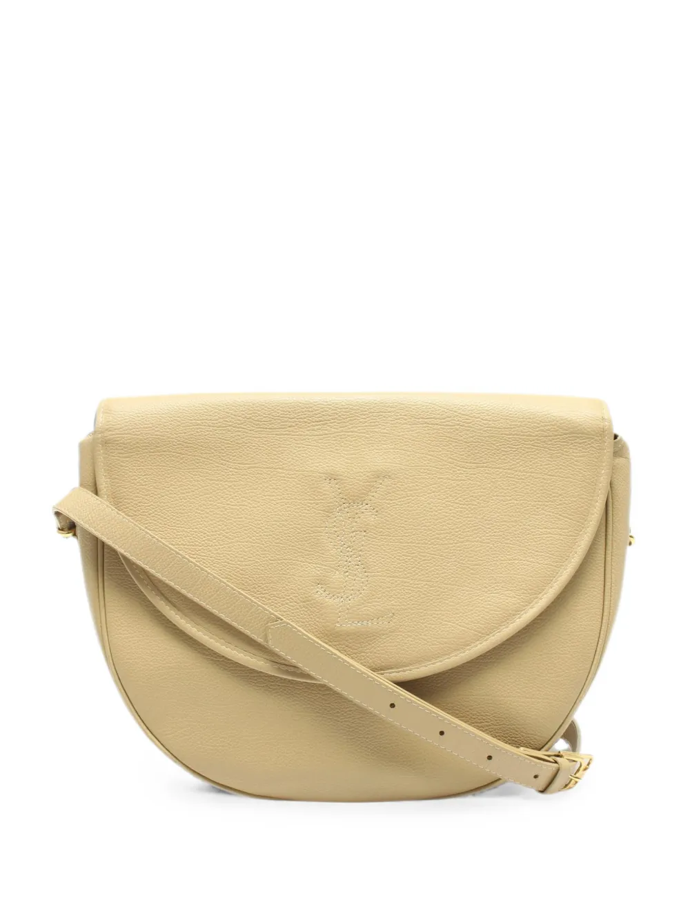 Saint Laurent Pre-Owned 2000s logo-stitching shoulder bag - Nude