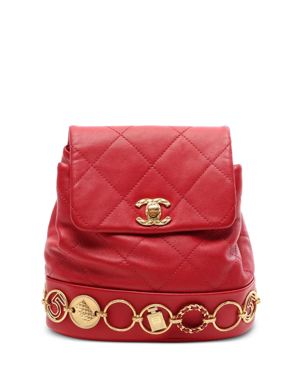 CHANEL Pre-Owned small chain matelassé backpack - Red