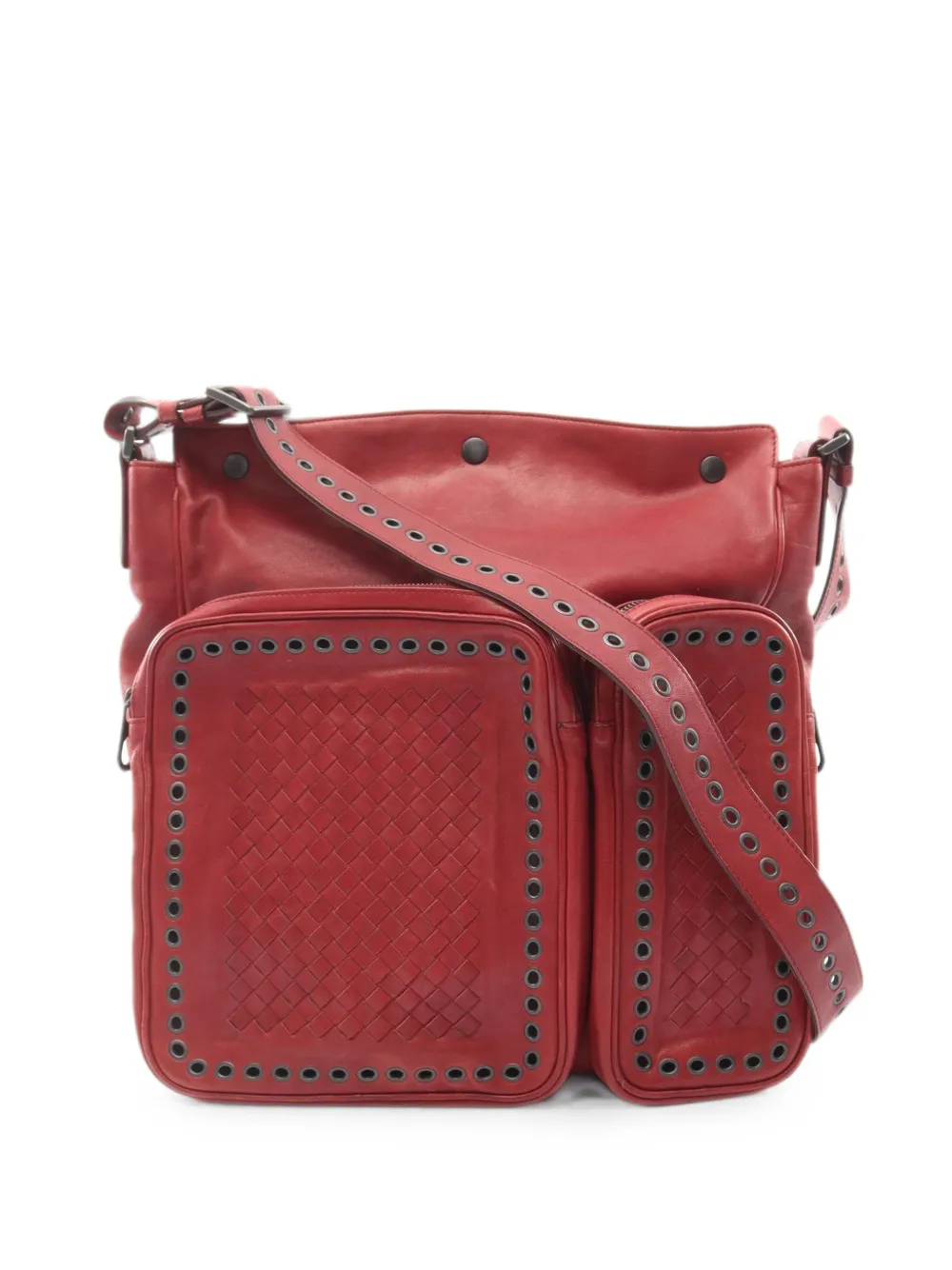 Bottega Veneta Pre-Owned 2000s Intrecciato eyelet shoulder bag - Rosso