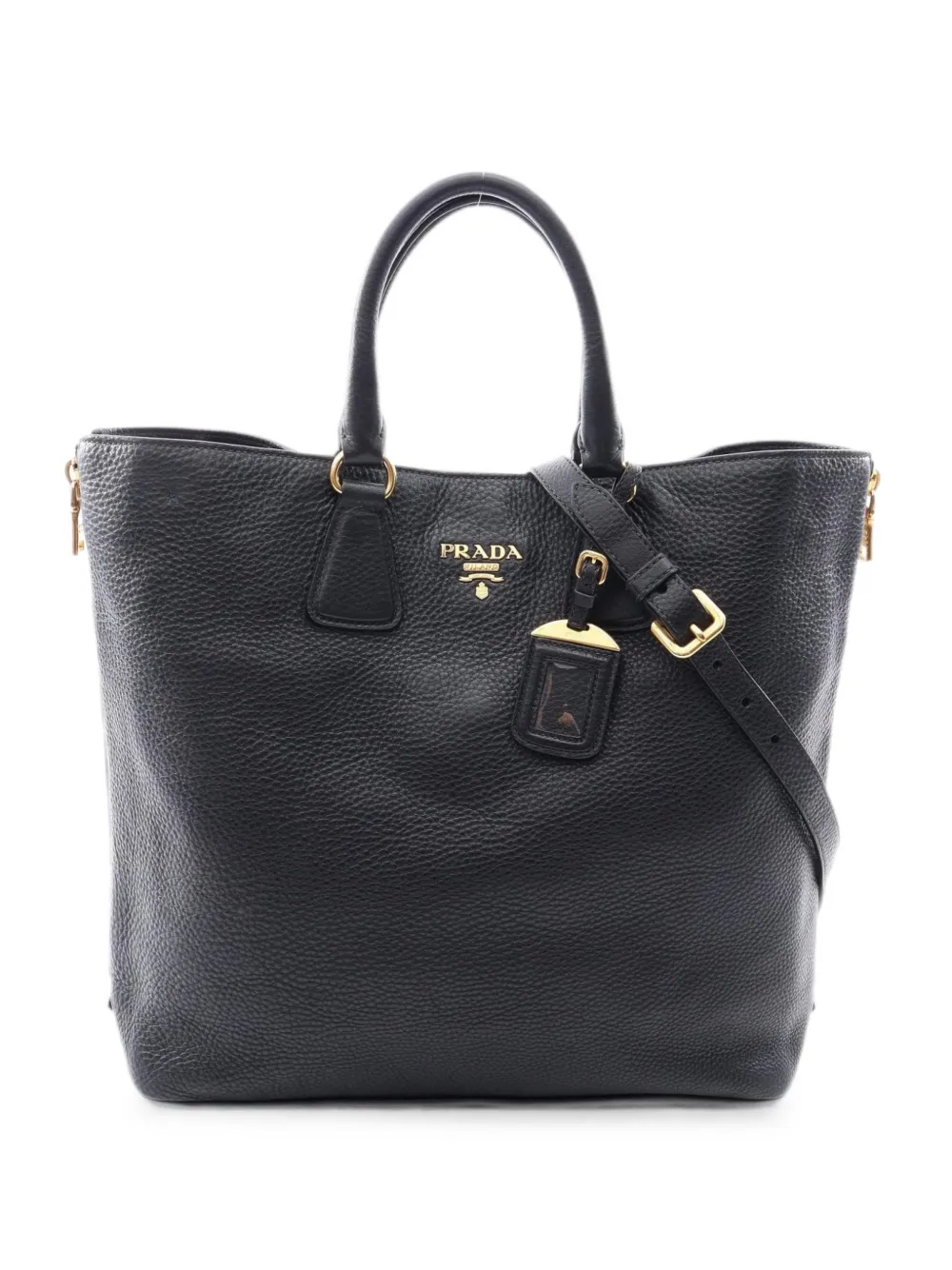 Prada Pre-Owned 2010s logo-detail leather two-way handbag - Nero