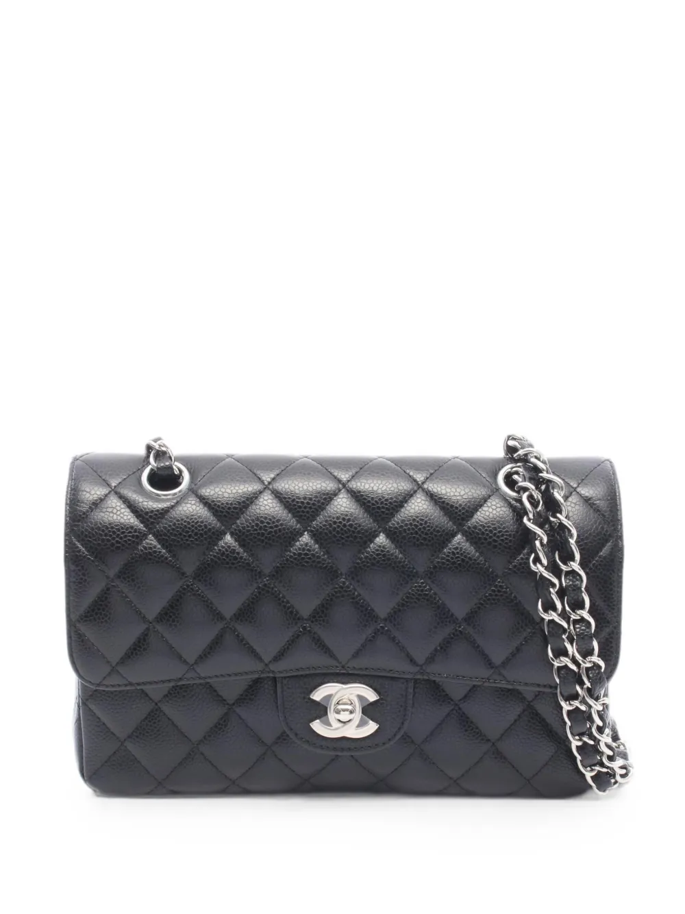 CHANEL Pre-Owned medium black quilted caviar leather cross body bag - Schwarz