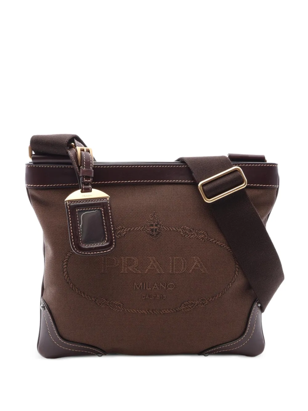 Prada Pre-Owned 2010s Logo Jacquard shoulder bag - Marrone