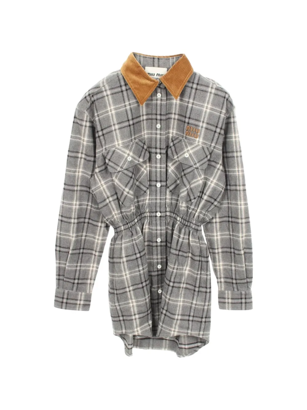 Miu Miu Pre-Owned robe-chemise courte à carreaux (années 2010) - Gris