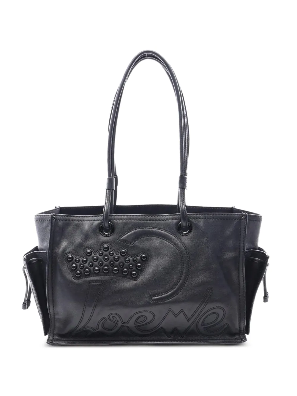 Loewe Pre-Owned 2000s crown logo tote bag - Nero