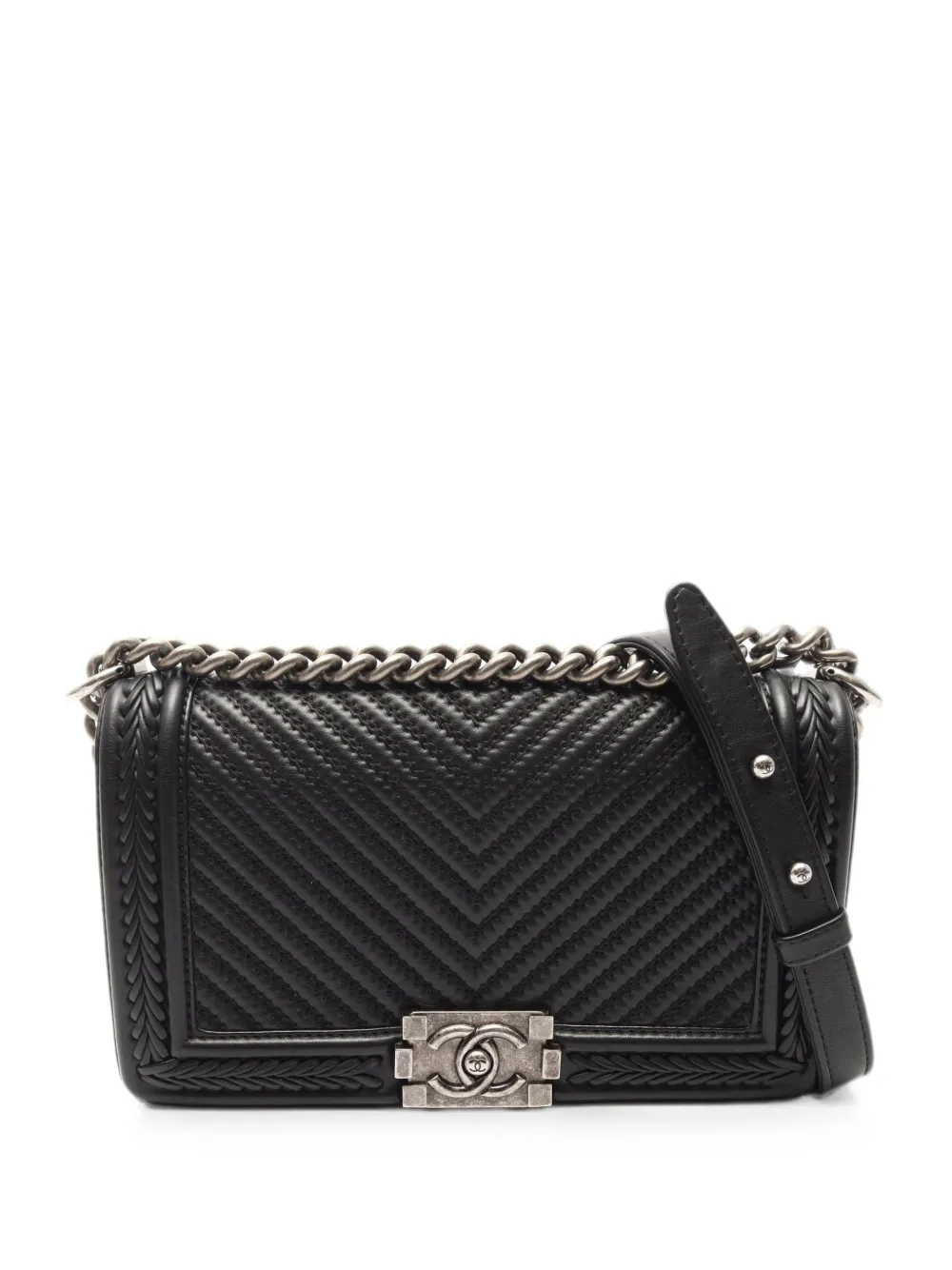 CHANEL Pre-Owned 2016-2017 Boy Chanel chevron shoulder bag - Schwarz