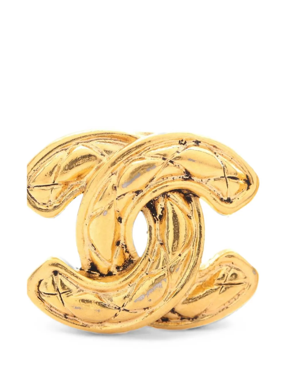 CHANEL Pre-Owned 1986-1988 matelassé CC logo earrings - Oro