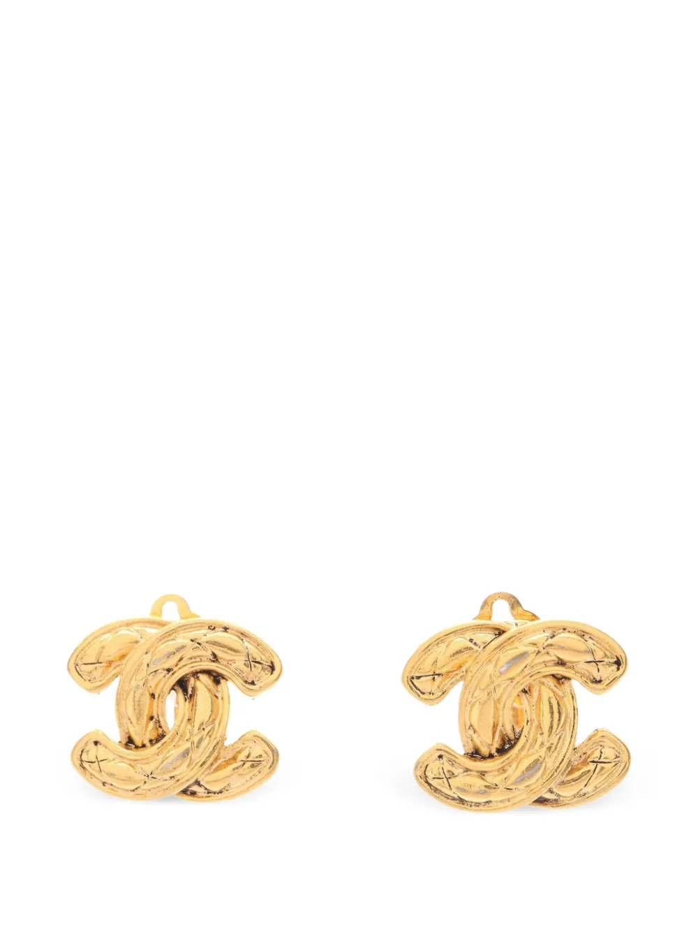 CHANEL Pre-Owned 1986-1988 matelassé CC logo earrings - Oro